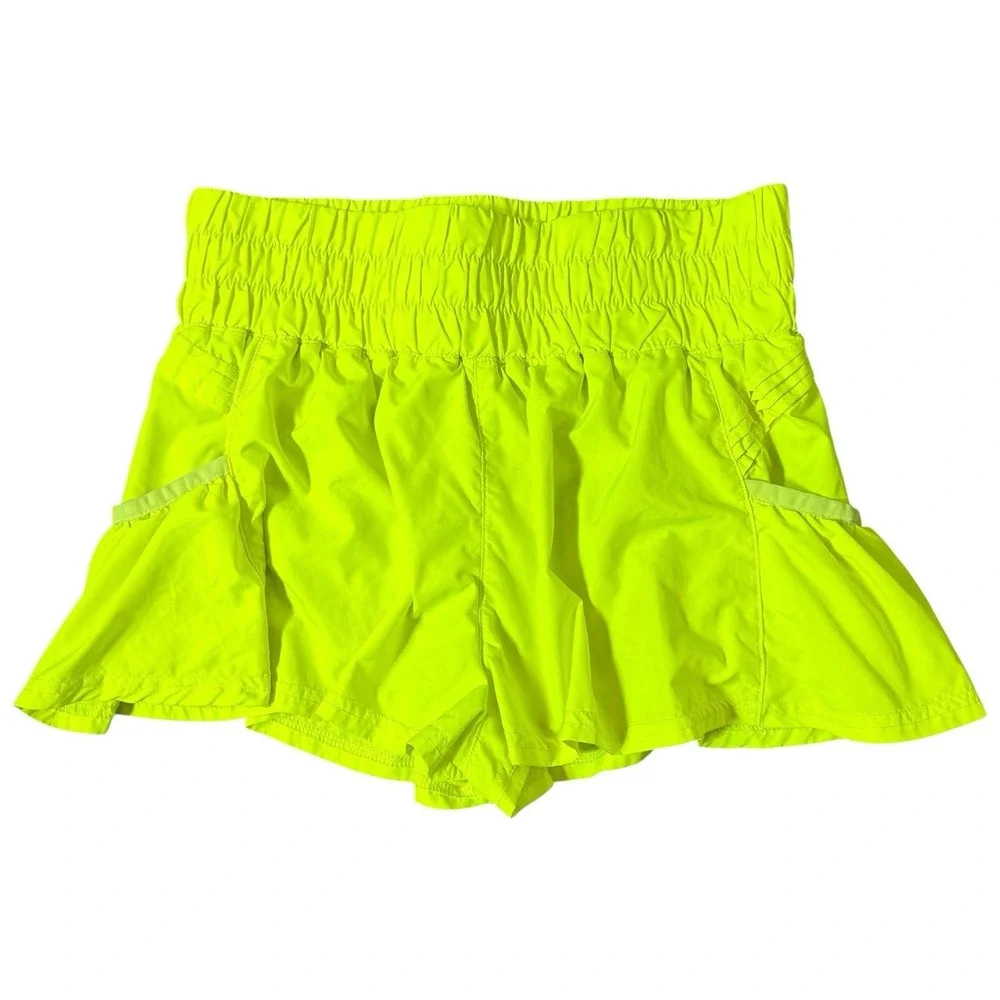 Free People Movement Get Your Flirt On Shorts Size XS Highlight Yellow Neon Gym